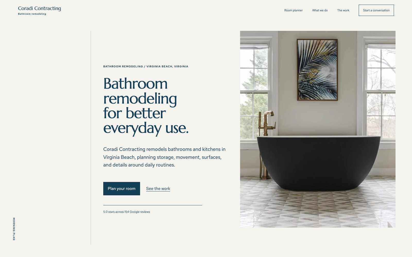 The new Coradi Contracting homepage concept