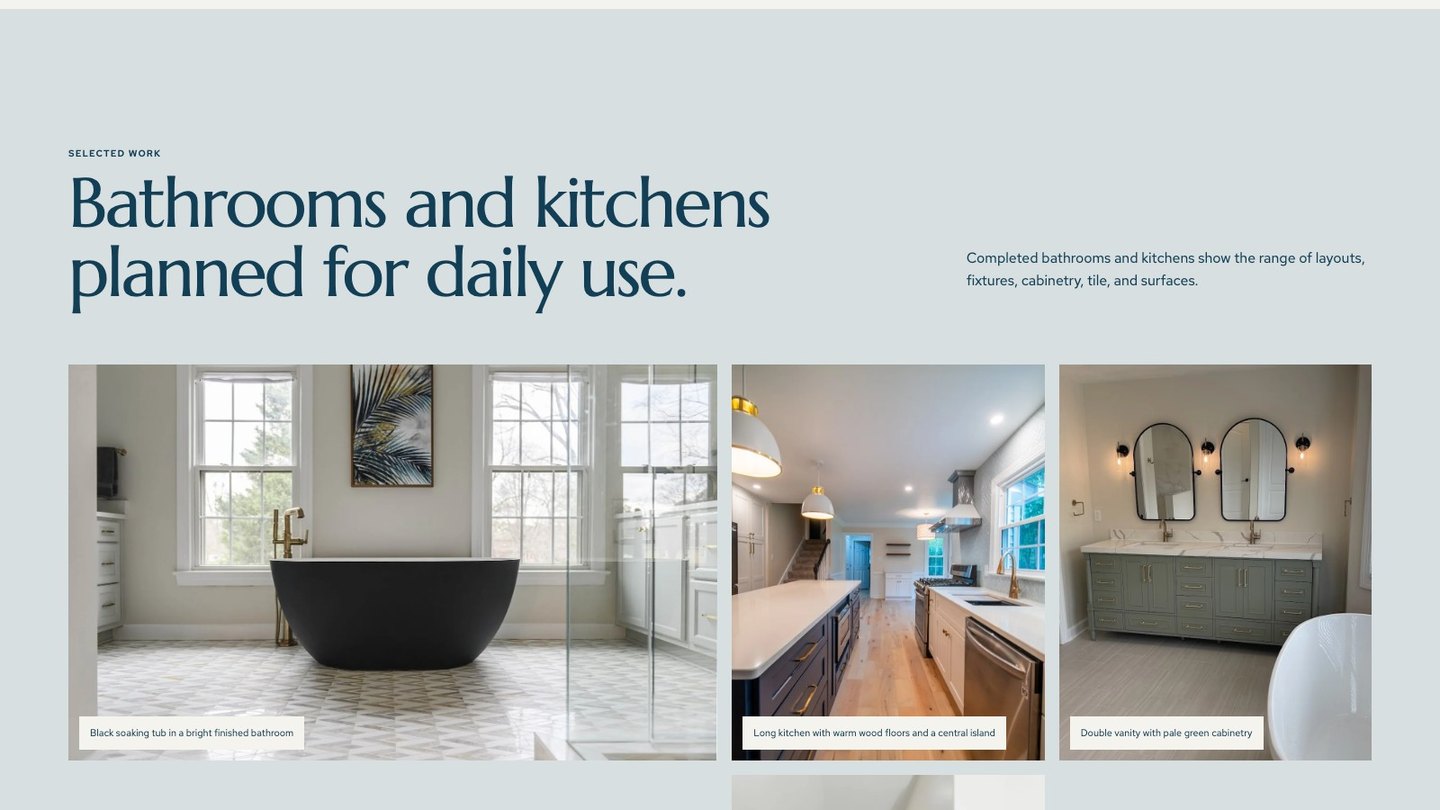 The project section of the new homepage